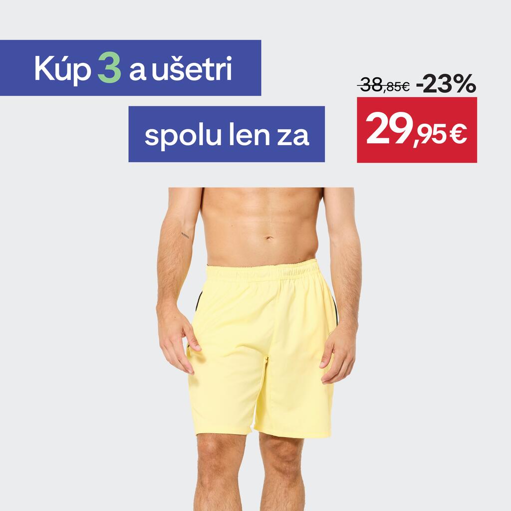 Šortky na fitness s vreckami na zips pastelovo žlté