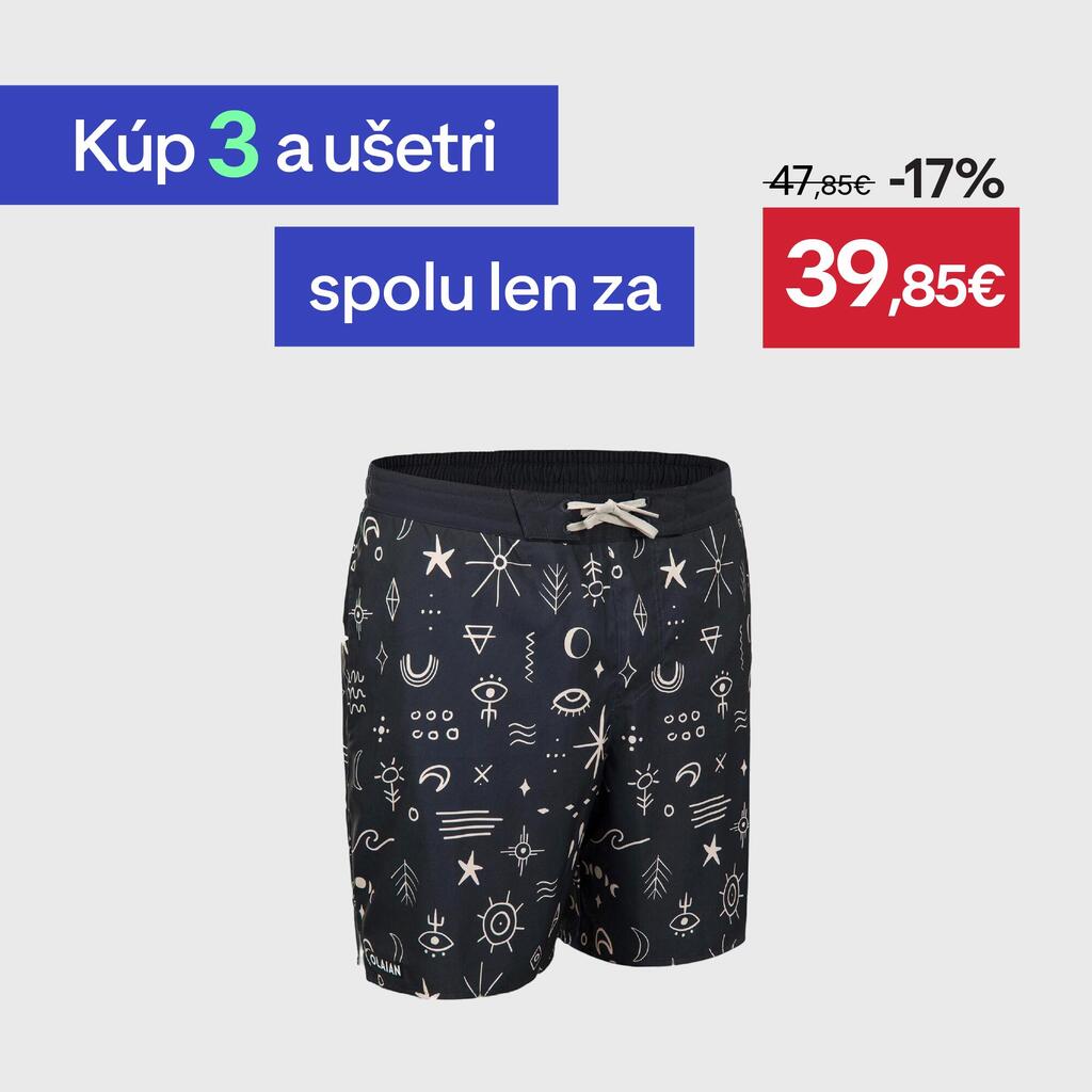 Pánske boardové šortky 100 Symbol dlhé čierne
