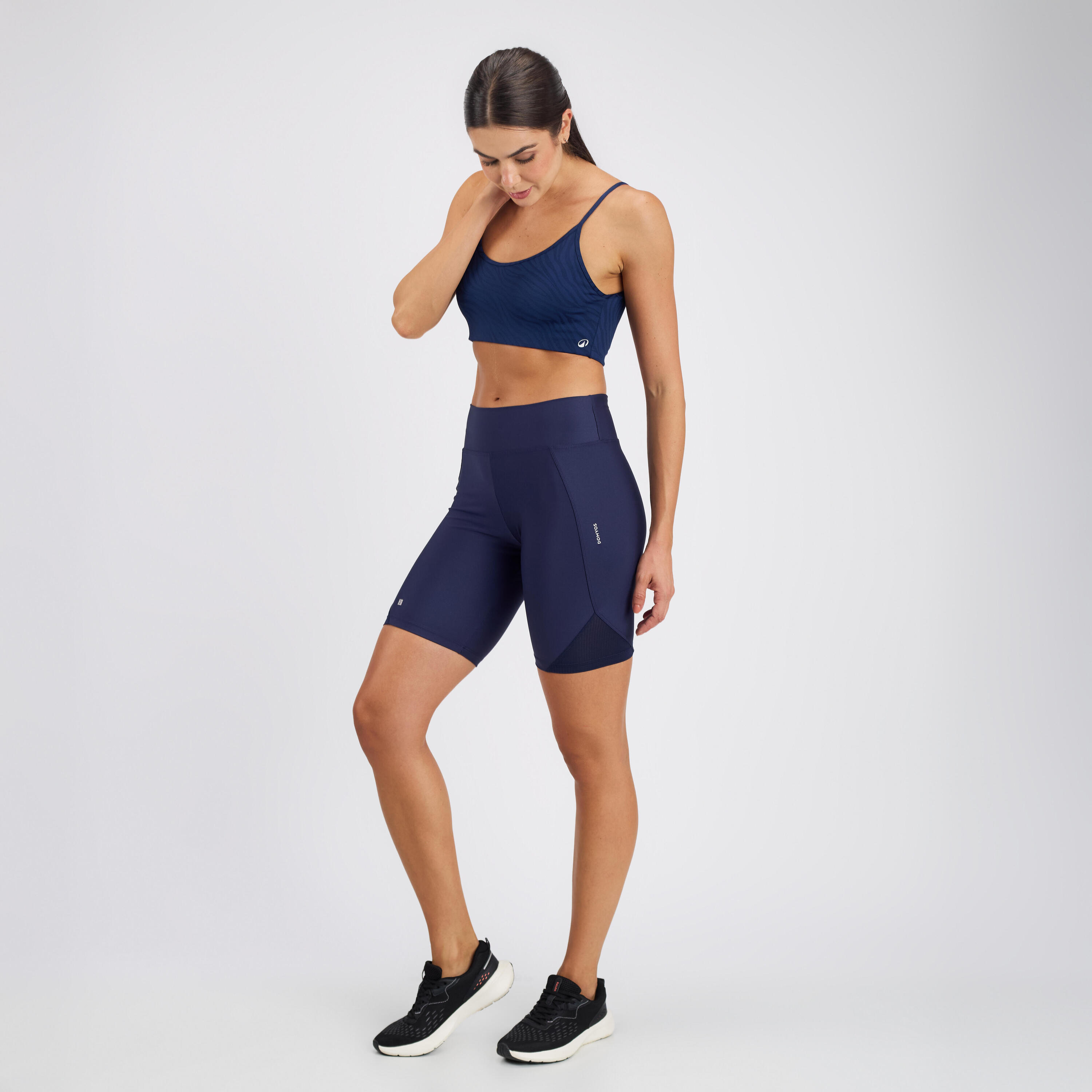 Short de fitness con malla para mujer Domyos 120 3/4