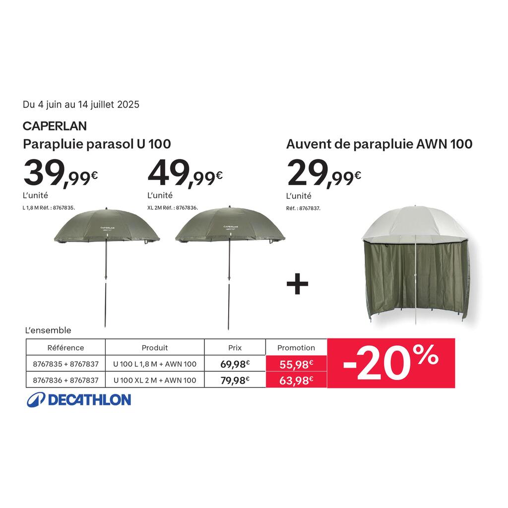 PARAPLUIE DE PECHE U 100 XL 2M
