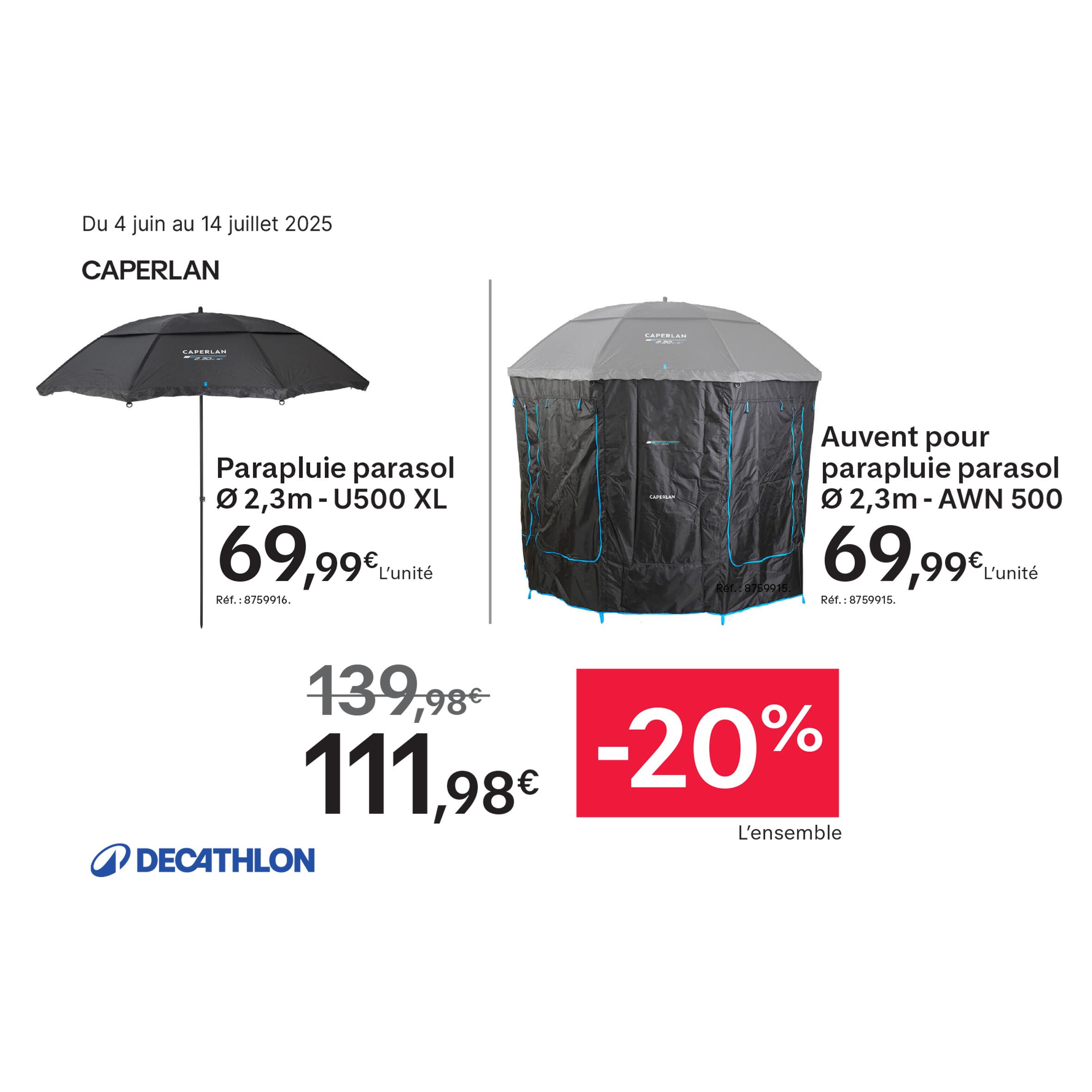 AUVENT POUR PARAPLUIE/PARASOL PÊCHE 2,3M AWN 500 13/13