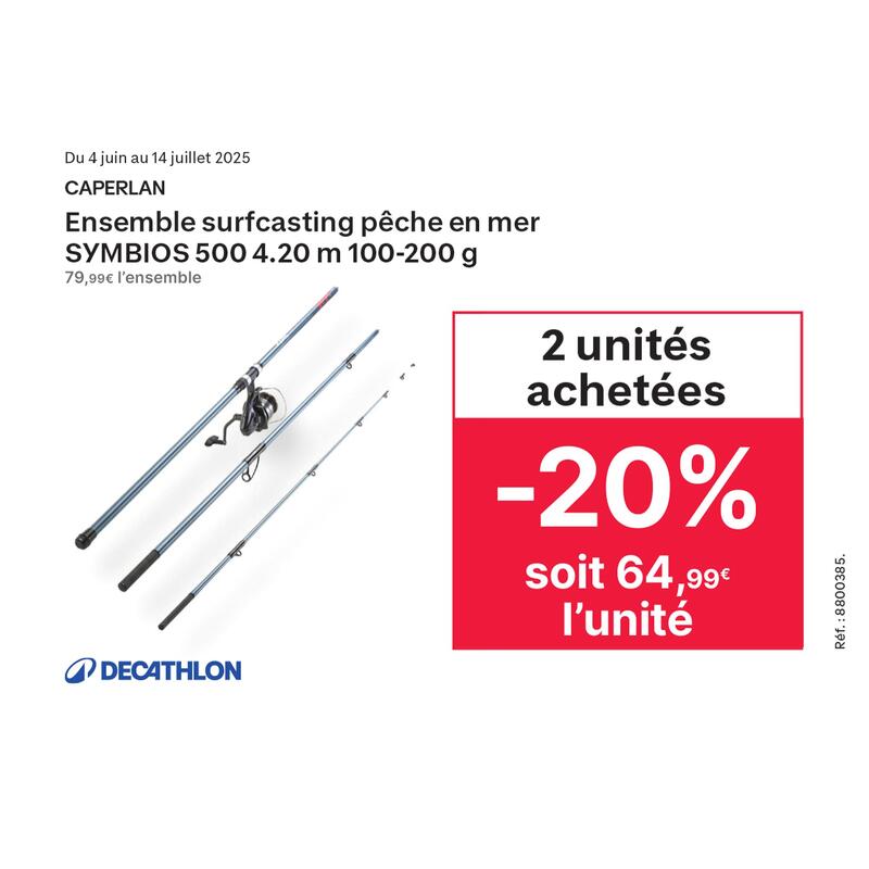 Ensemble surfcasting pêche en mer SYMBIOS 500 4.20m 100-200g