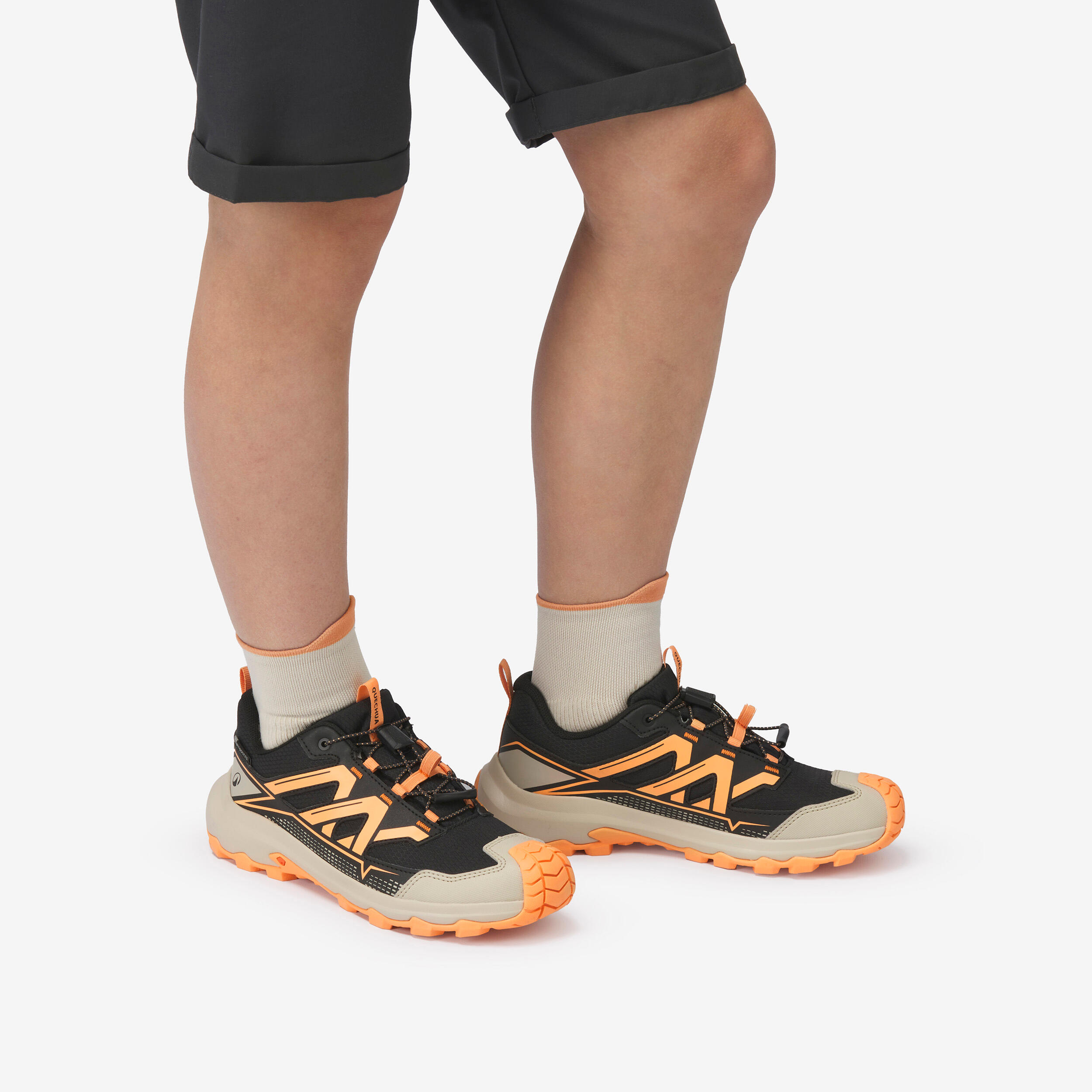 Wasserdichte Klettverschluss-Wanderschuhe 24 bis 34 Kinder, Crossrock. 
orang 8/8