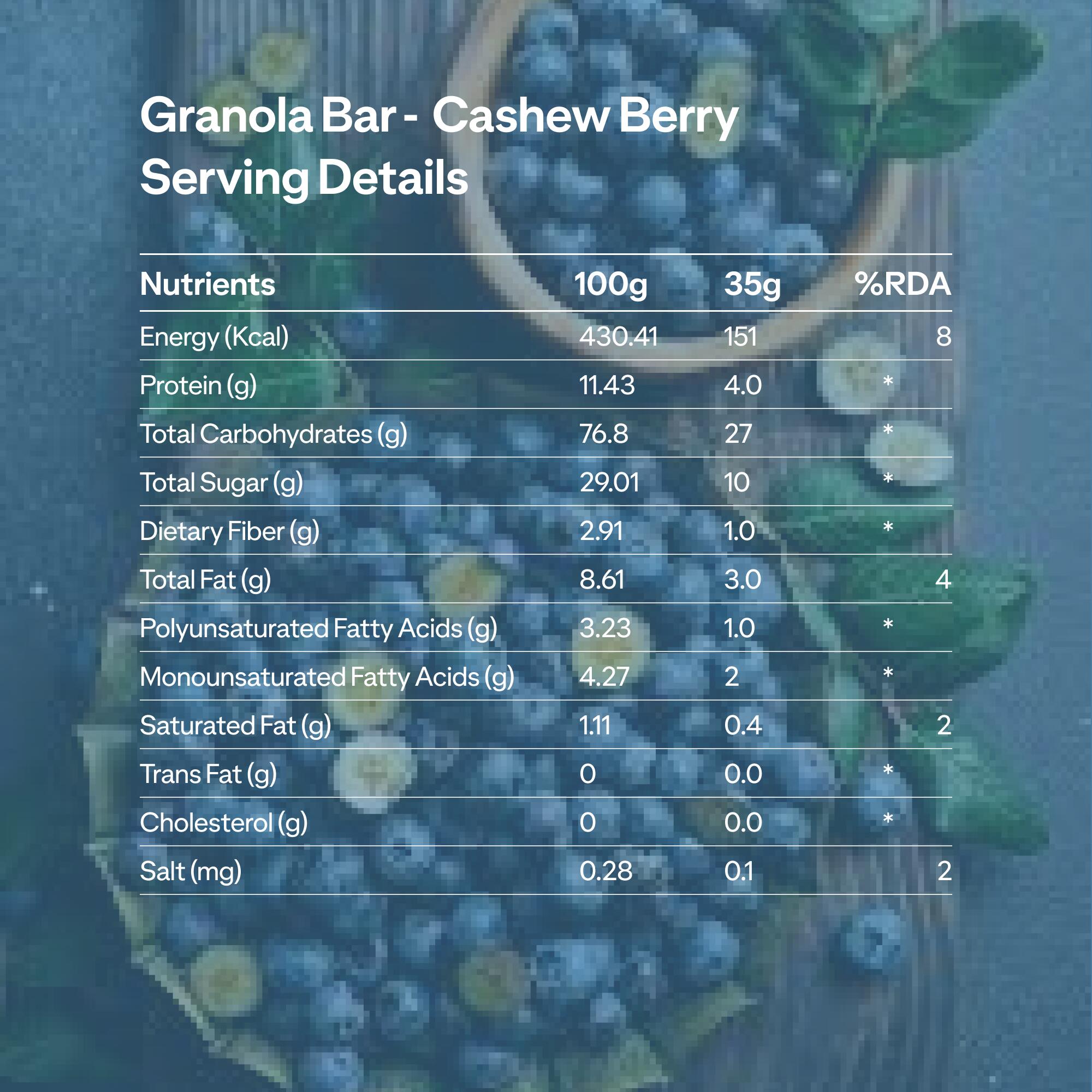 Granola Bar Cashew Berry - Zero Cholestrol, No trans fats, Goodness of cereals