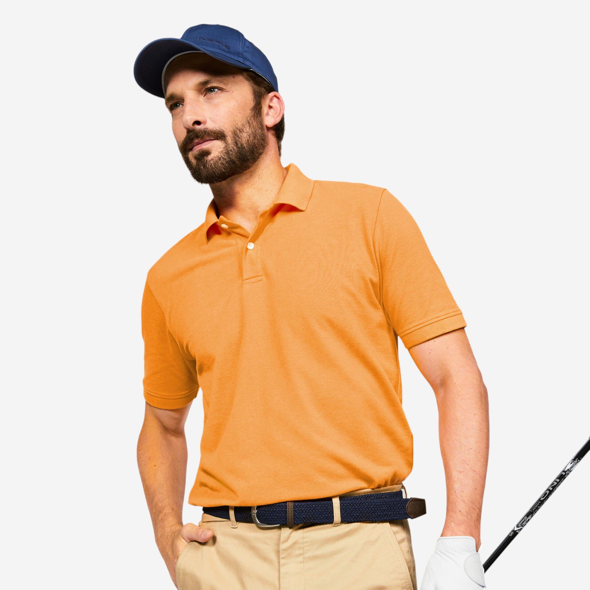 Kaos Polo Pria Golf Cotton MW500 Oranye Sunset