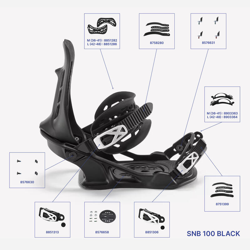 Fixations snowboard homme piste/hors-piste - snb 100 noires