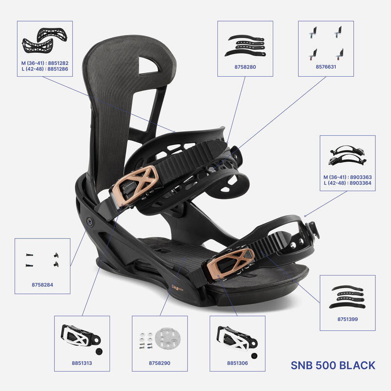 All mountain/freestyle snowboardbindingen SNB 500 zwart