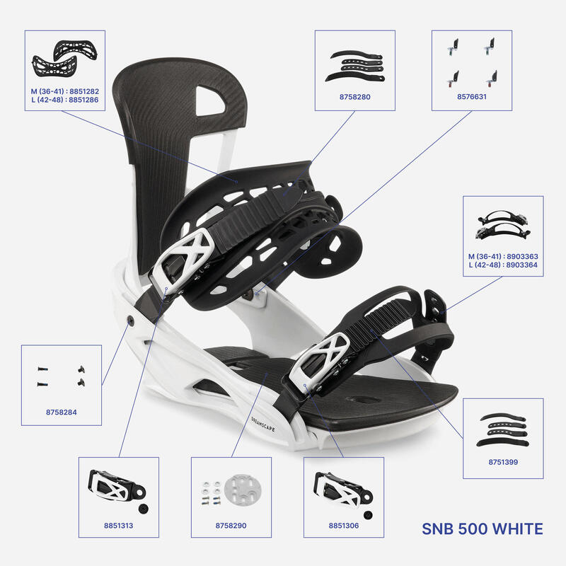 Snowboard All Mountain/Freestyle Bağlamaları - Beyaz - SNB 500