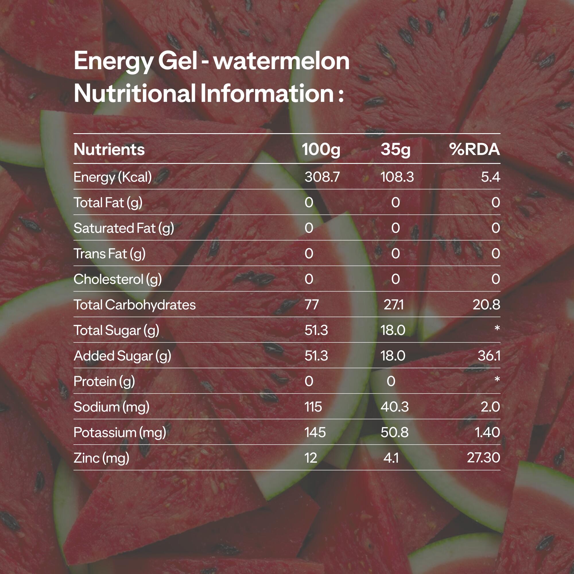 Energy Gel for Sports with 27g Carbohydrates - Watermelon Flavored