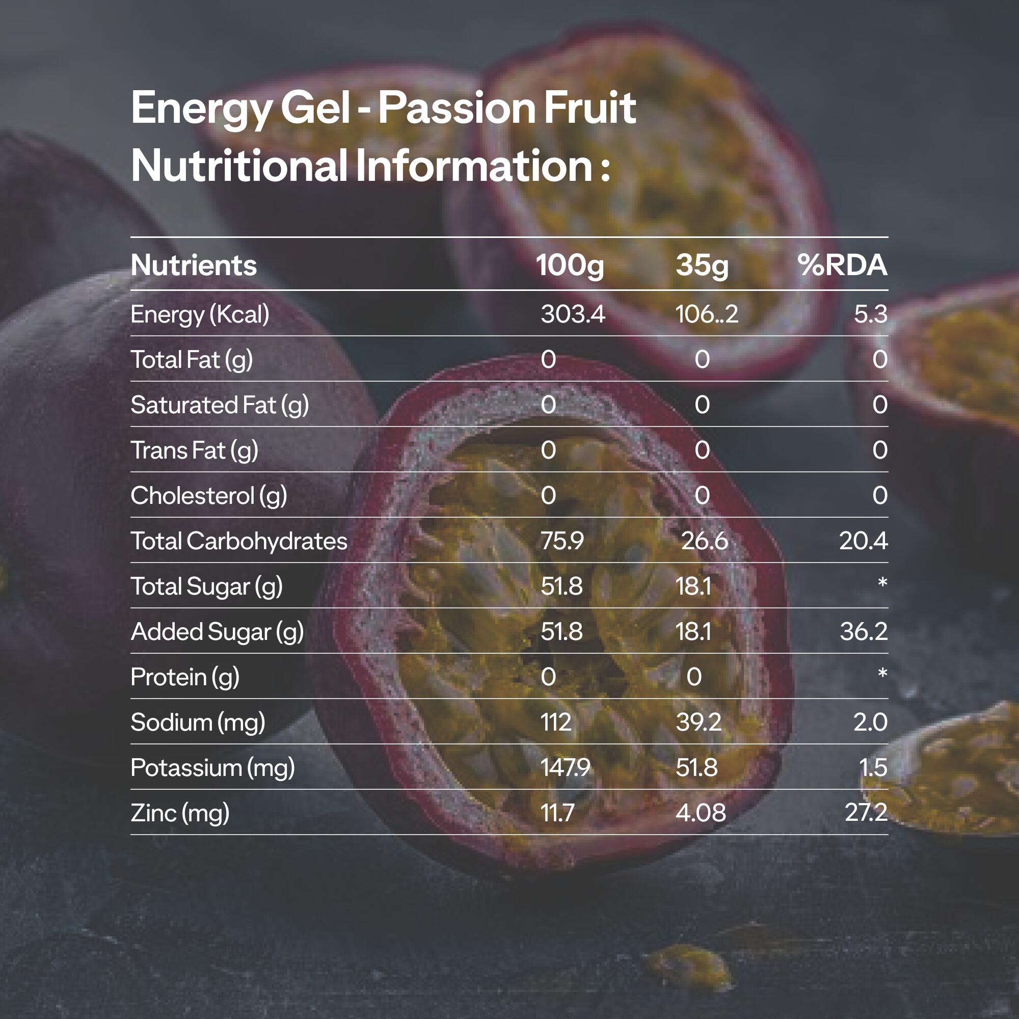 Energy Gel for Sports with 27g Carbohydrates - Passion Fruit Flavored