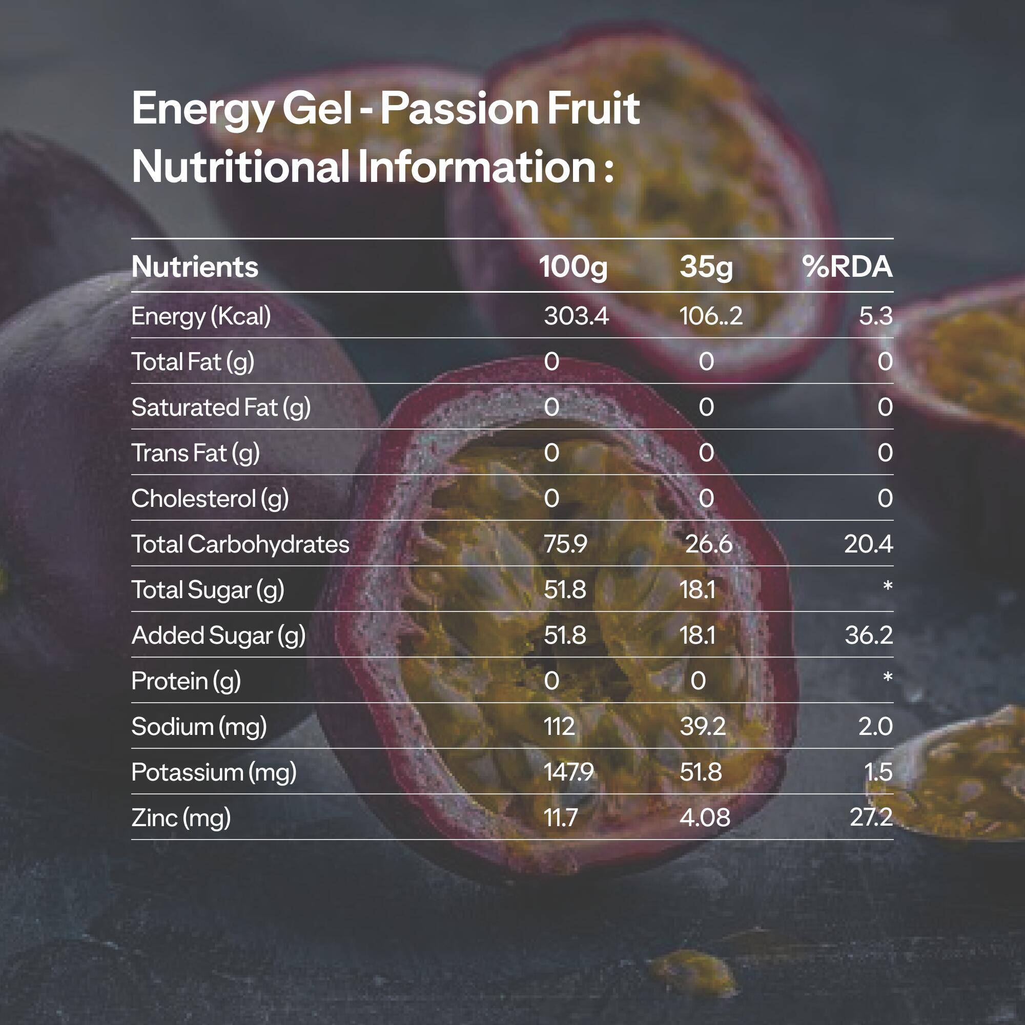 Energy Gel for Sports with 27g Carbohydrates - Passion Fruit Flavored -  3