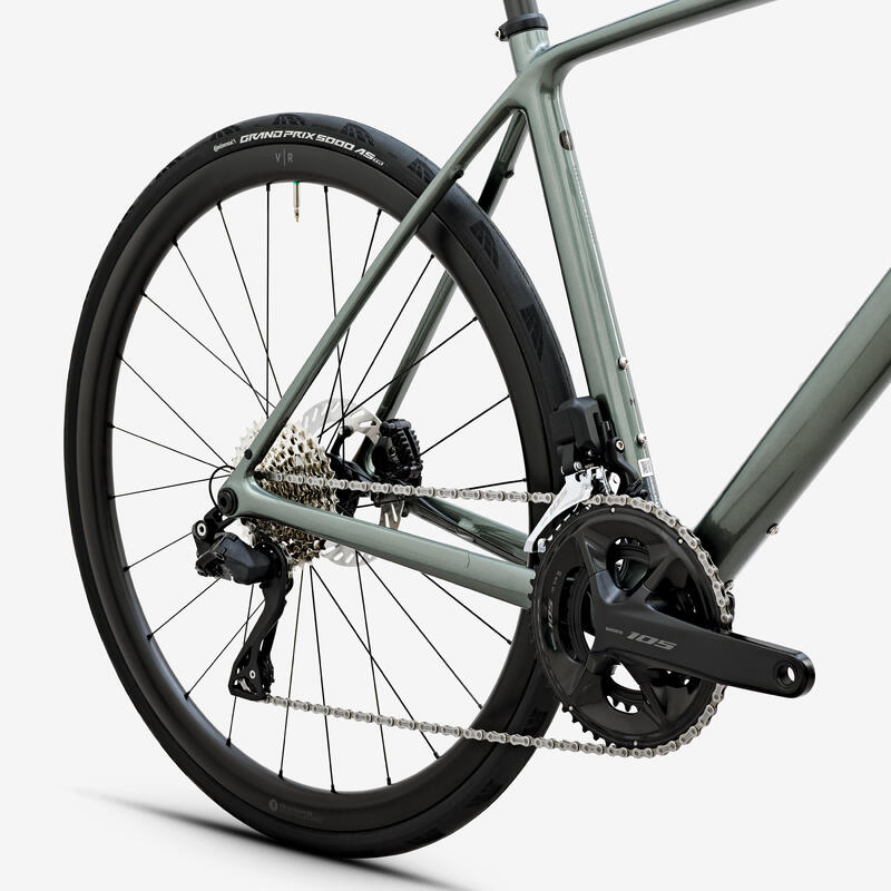 Bicicletă de șosea Endurance, Shimano 105 Di2, EDR CF ULTRA Verde-Kaki