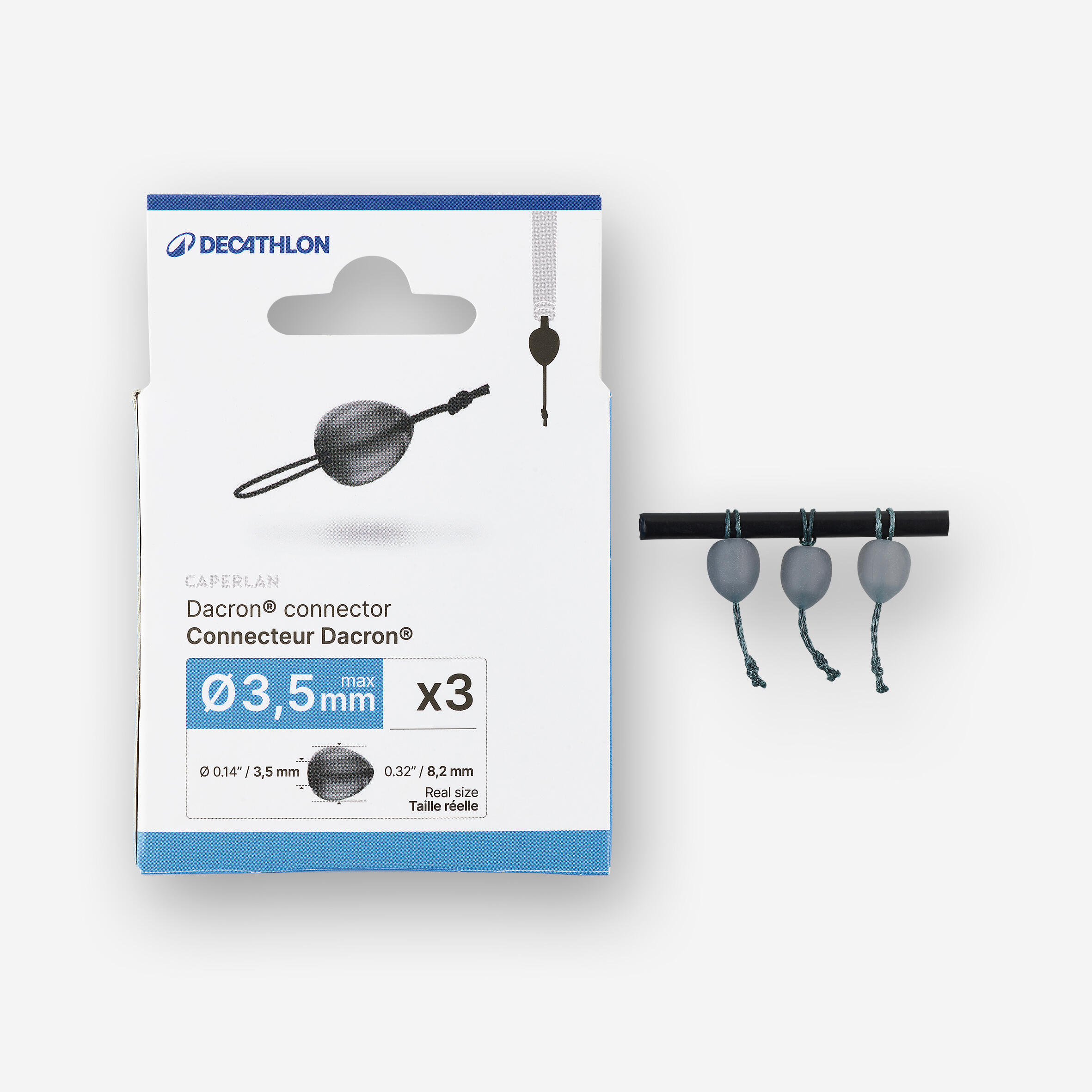 CAPERLAN Set van 3 Dacron connectors voor elastiek van max. 3,5 mm diameter