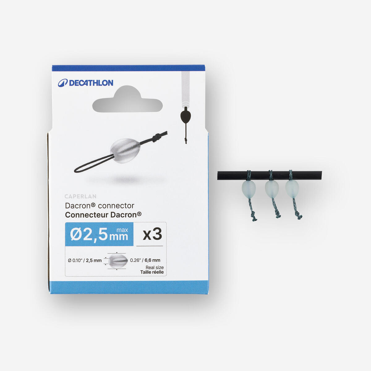 LOT DE 3 CONNECTEURS DACRON POUR ELASTIQUE DE MAXIMUM 2,5MM DE DIAMETRE