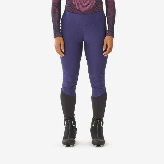 Collant de ski de fond coupe-vent femme, 500 violet