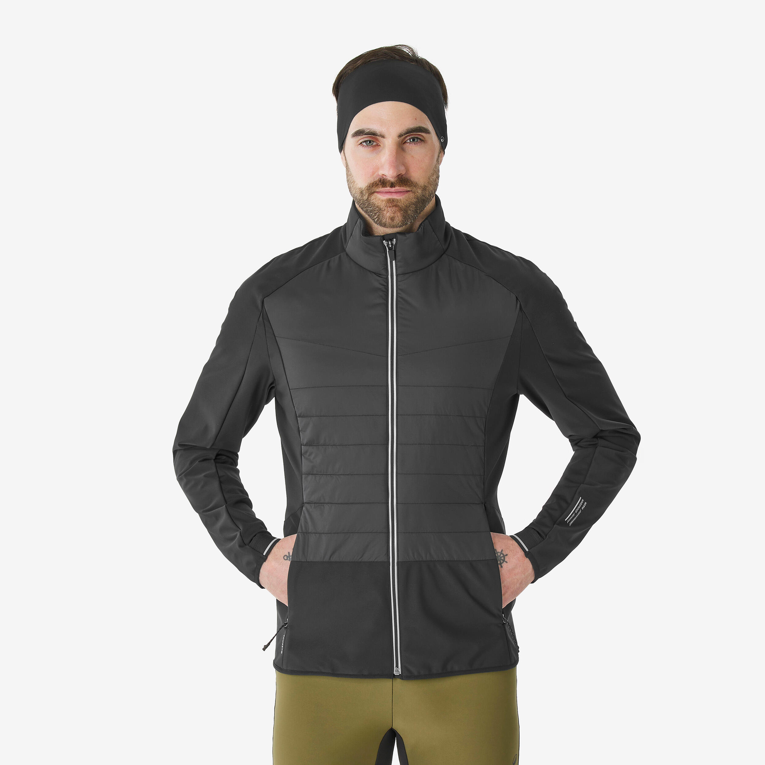 Men's Warm Ski Jacket – 100 - Snow white, Smoked black - Wedze