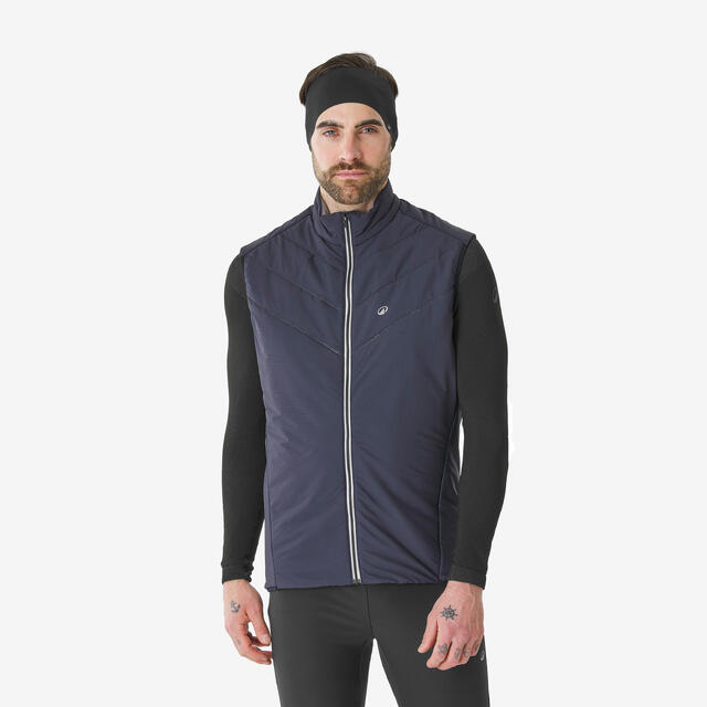 Gilet de ski de fond chaud homme, XC S GILET 100 bleu noir
