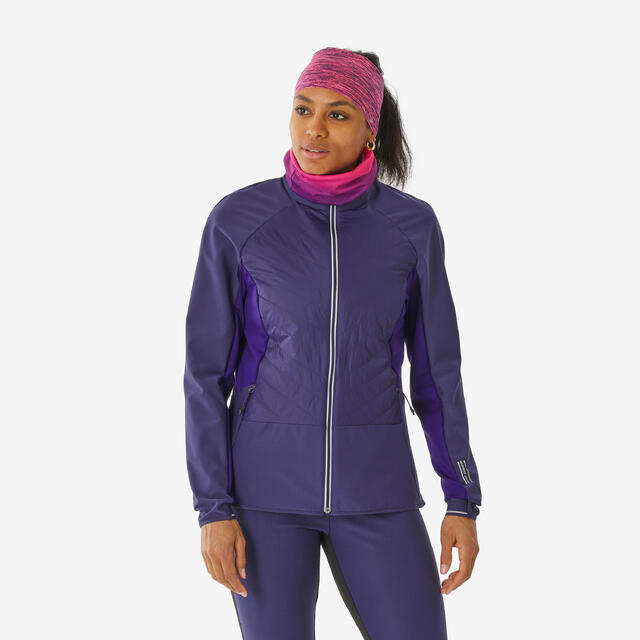 Veste de ski de fond coupe-vent femme, XCS 500 violet