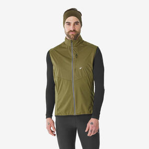 Chaleco esquí de fondo cortaviento hombre, 500 caqui