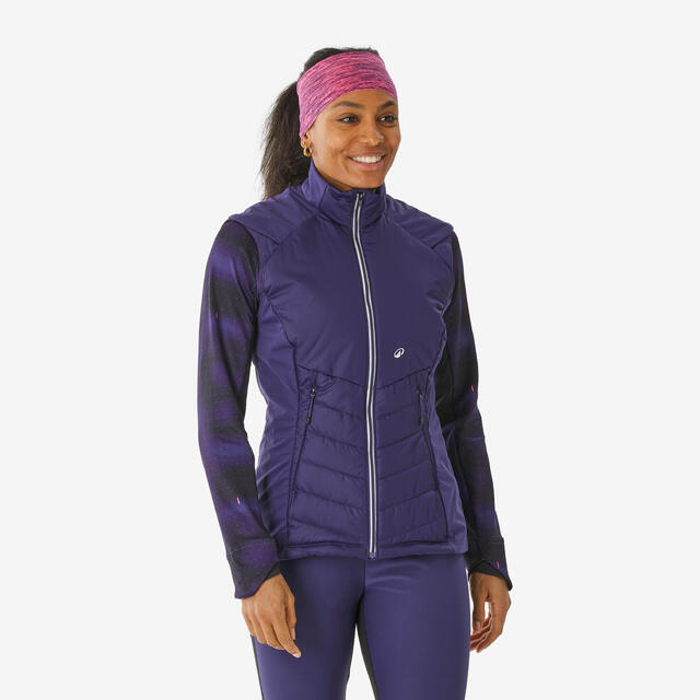 Chaleco de esquí de fondo cálido mujer, 500 violeta