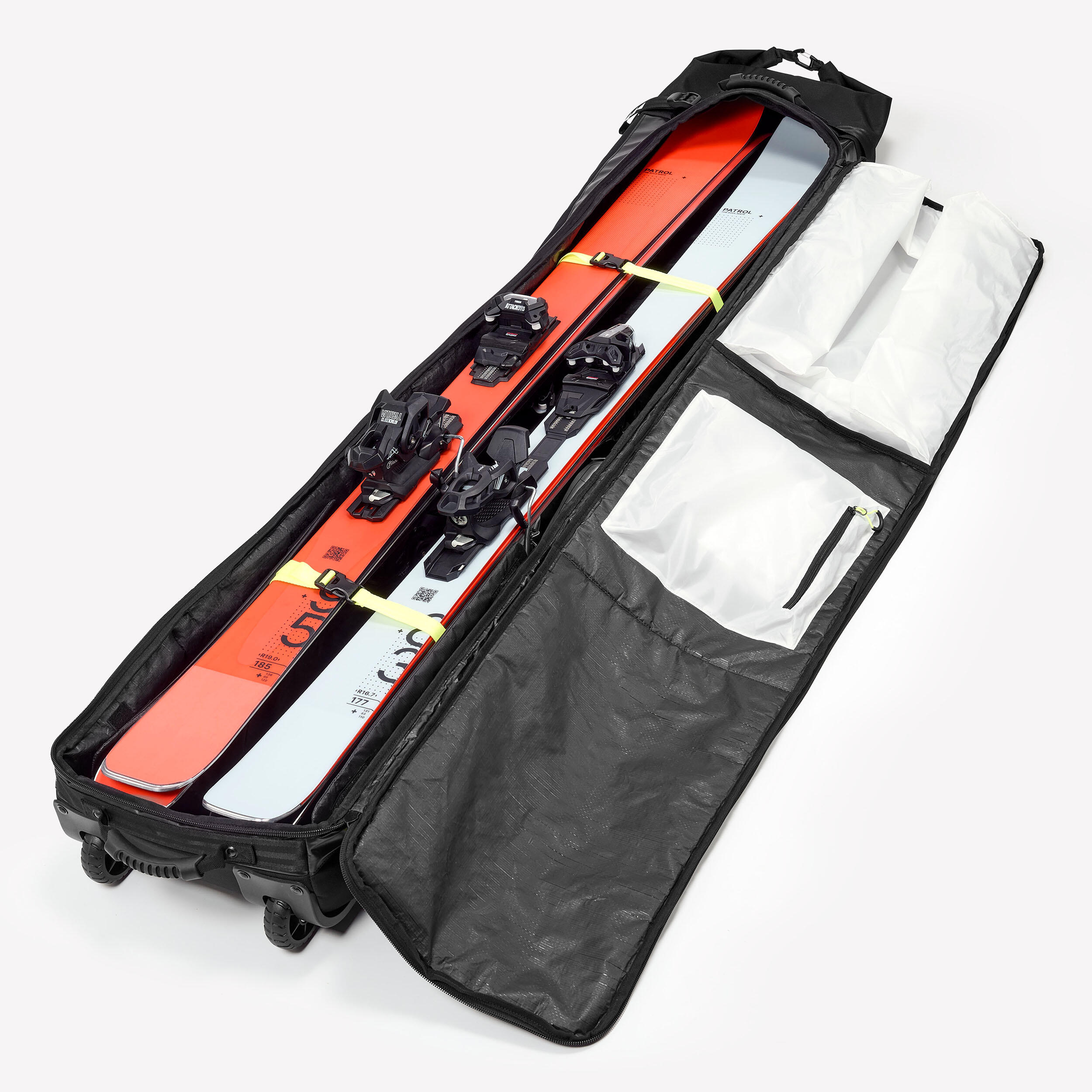 Carry bag with wheels for 2 pairs of skis or snowboards, 900 - WEDZE