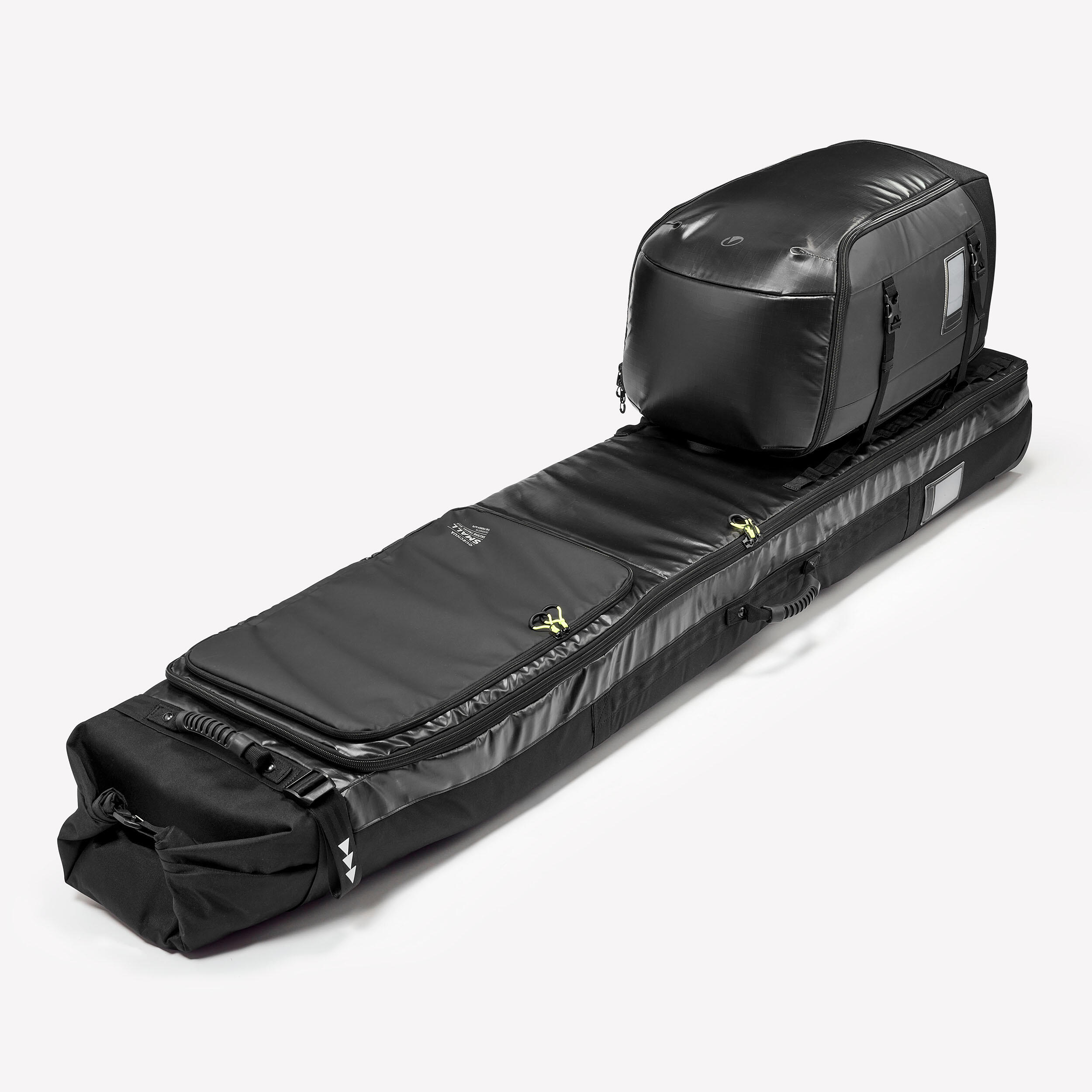 Carry bag with wheels for 2 pairs of skis or snowboards, 900 - WEDZE