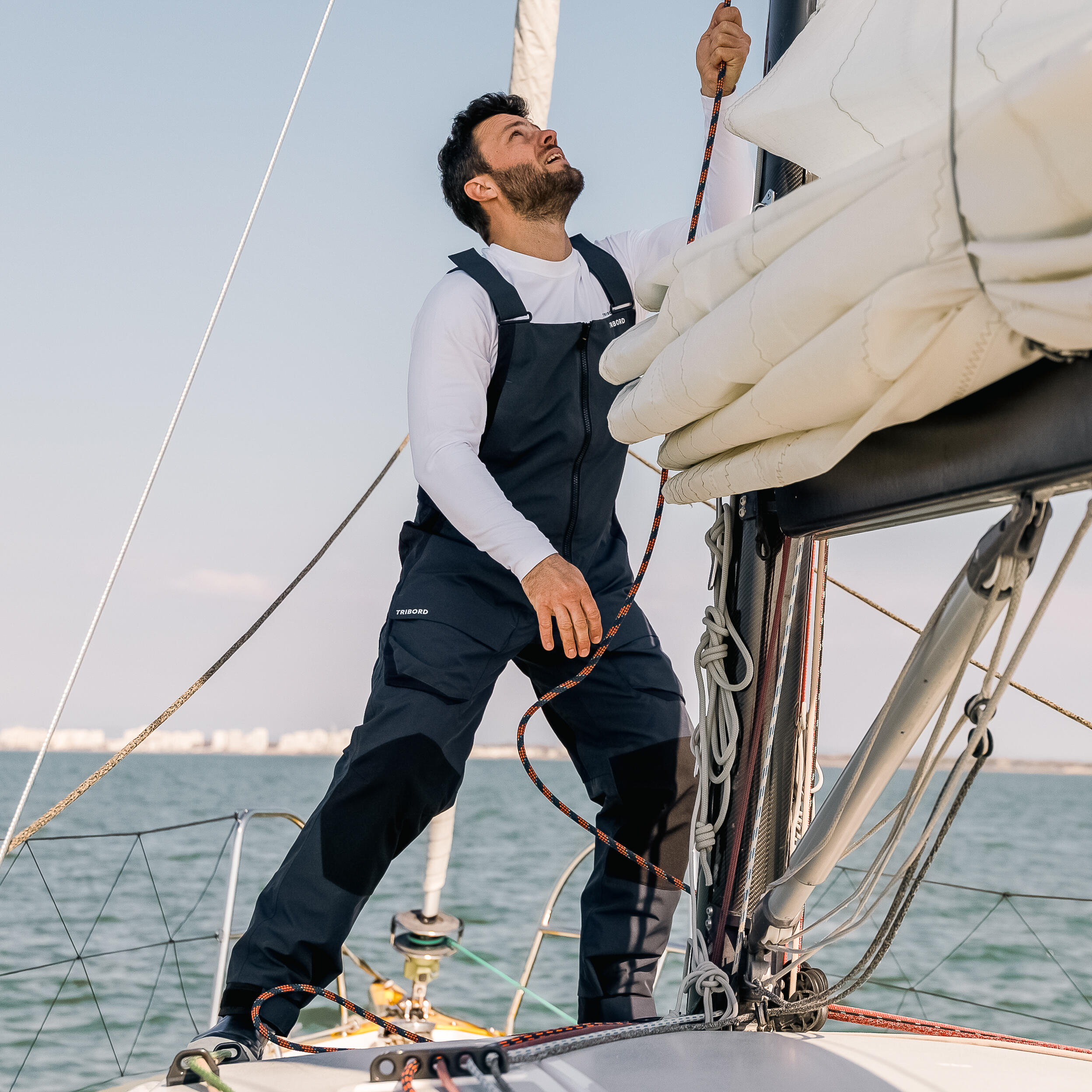 Salopette de quart voile homme - salopette 500 gris foncée 10/13
