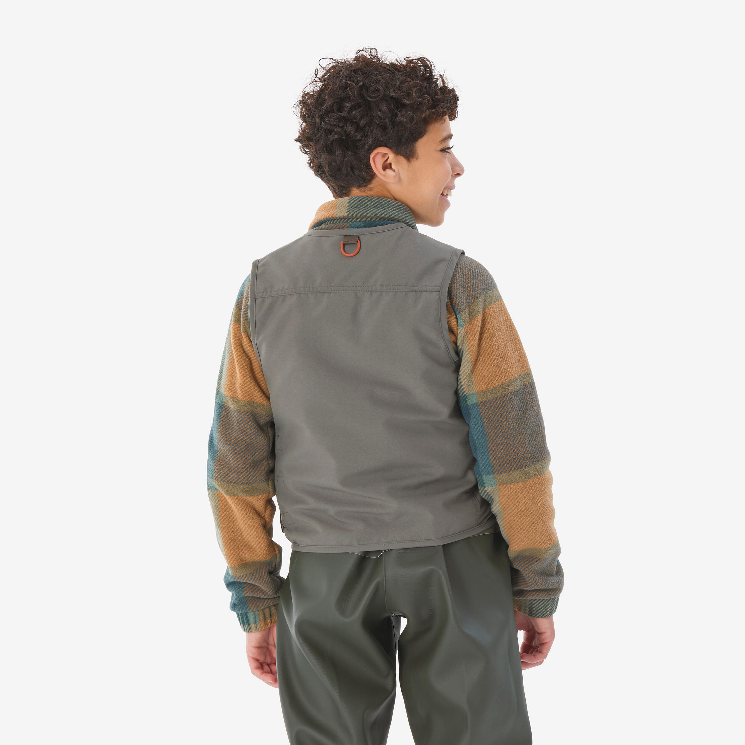 Gilet pesca bambino 100 verde militare 3/7