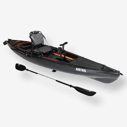 Kayak de pêche Austral à pédale 1 place Noir et Orange