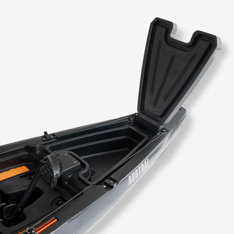 Kayak de pêche Austral à pédale 1 place Noir et Orange