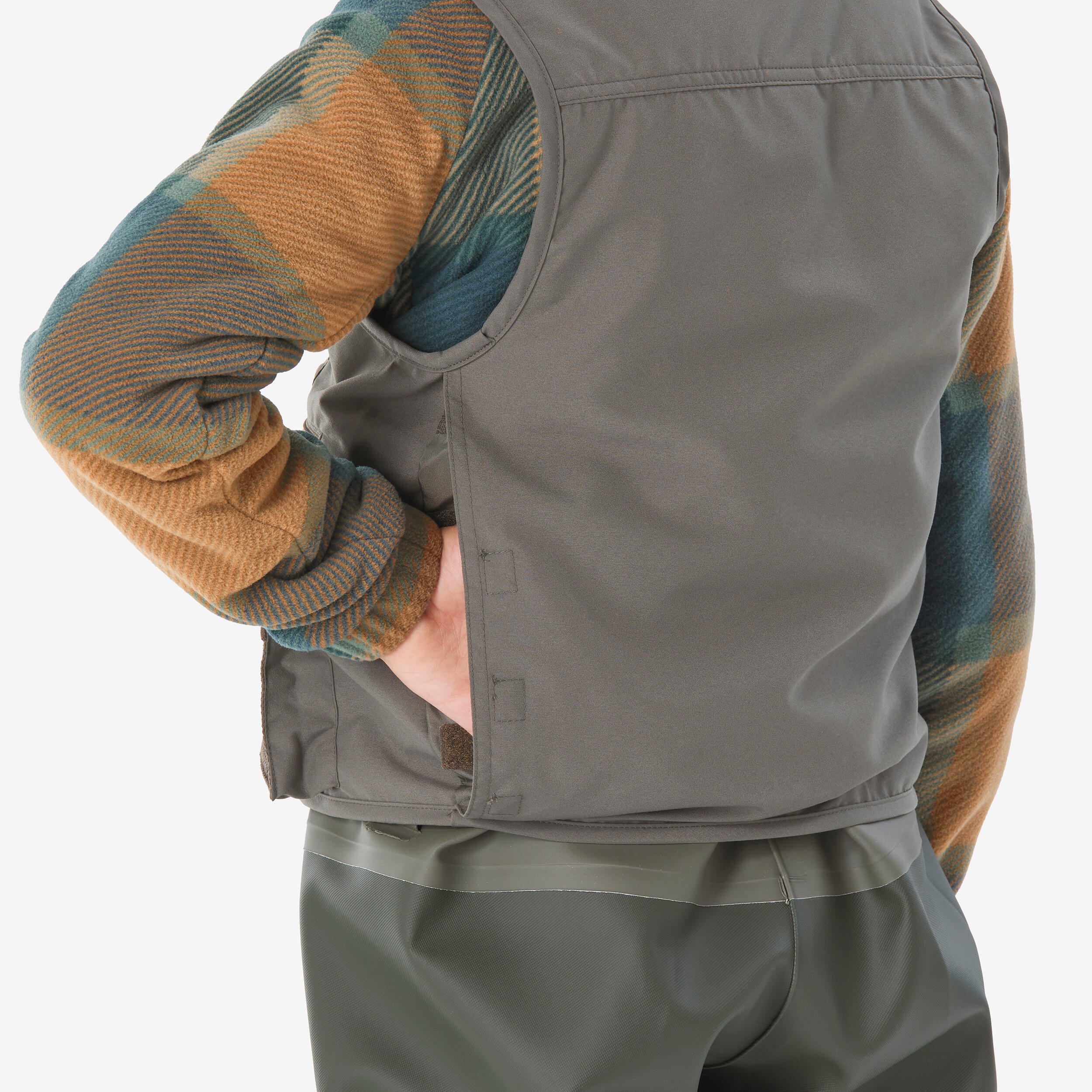 Gilet pesca bambino 100 verde militare 7/7