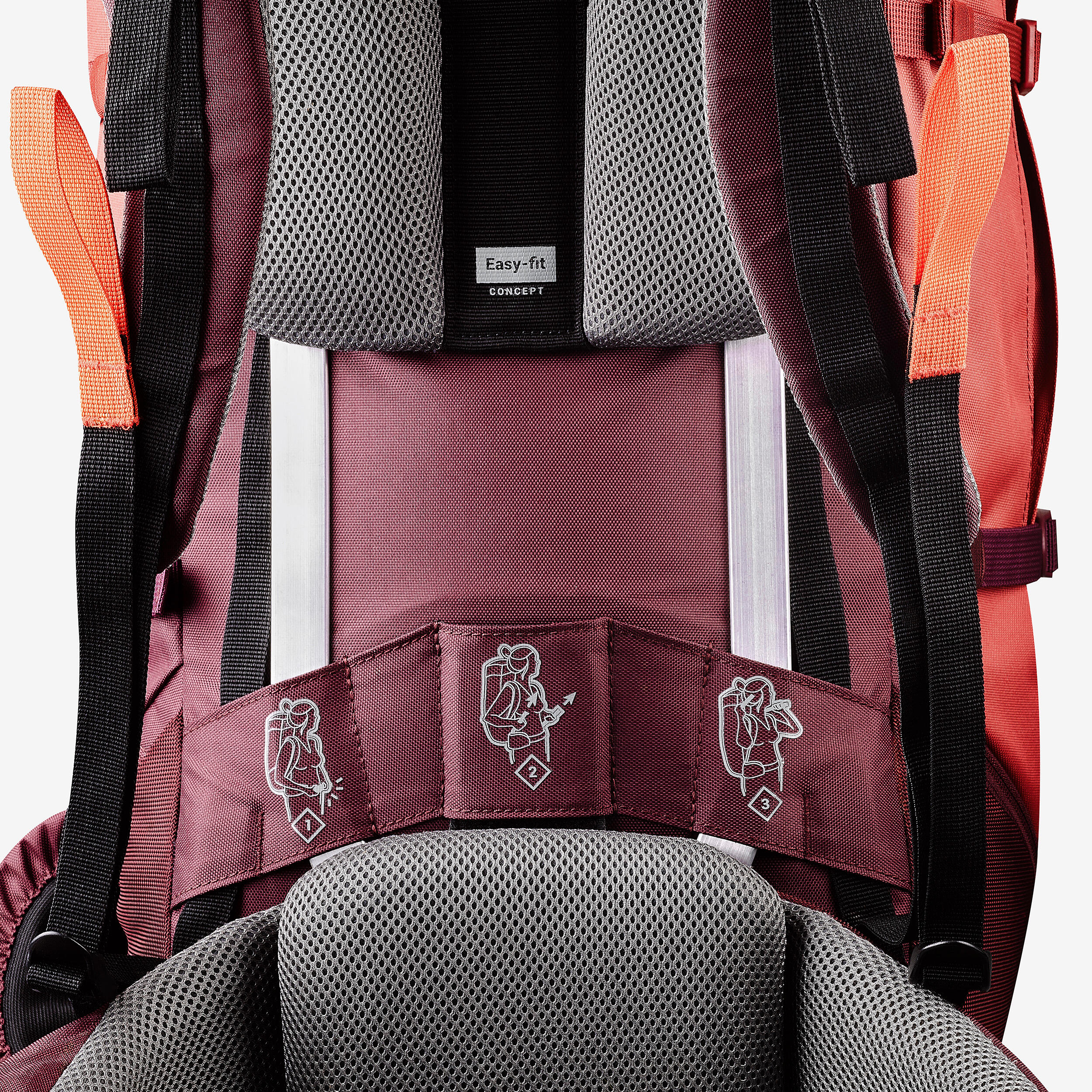 Women's 50L Trekking Backpack MT100 Easyfit - Bordeaux