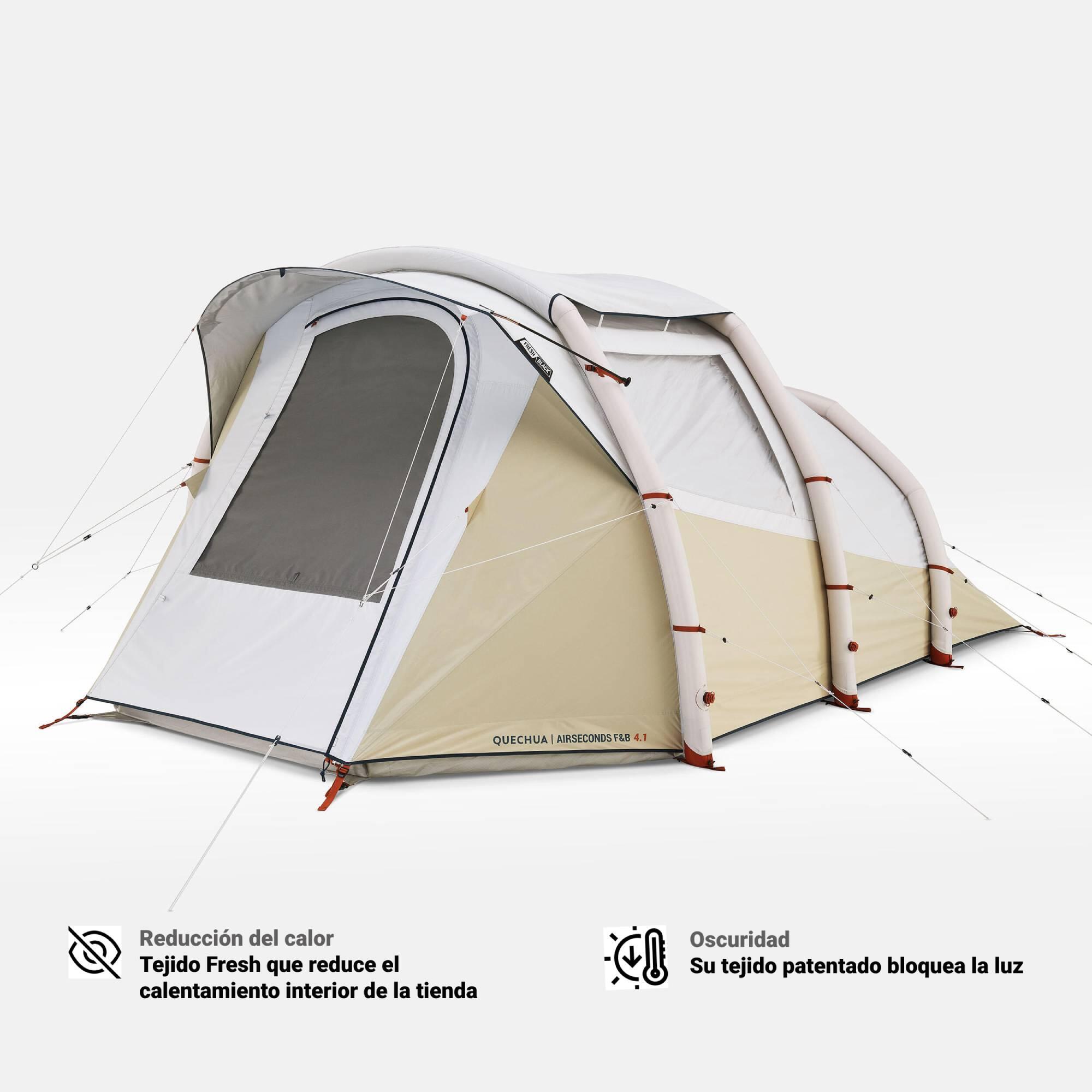 Tienda de campaña familiar 4 personas hinchable Quechua Airseconds 4.1 F&B 4/21