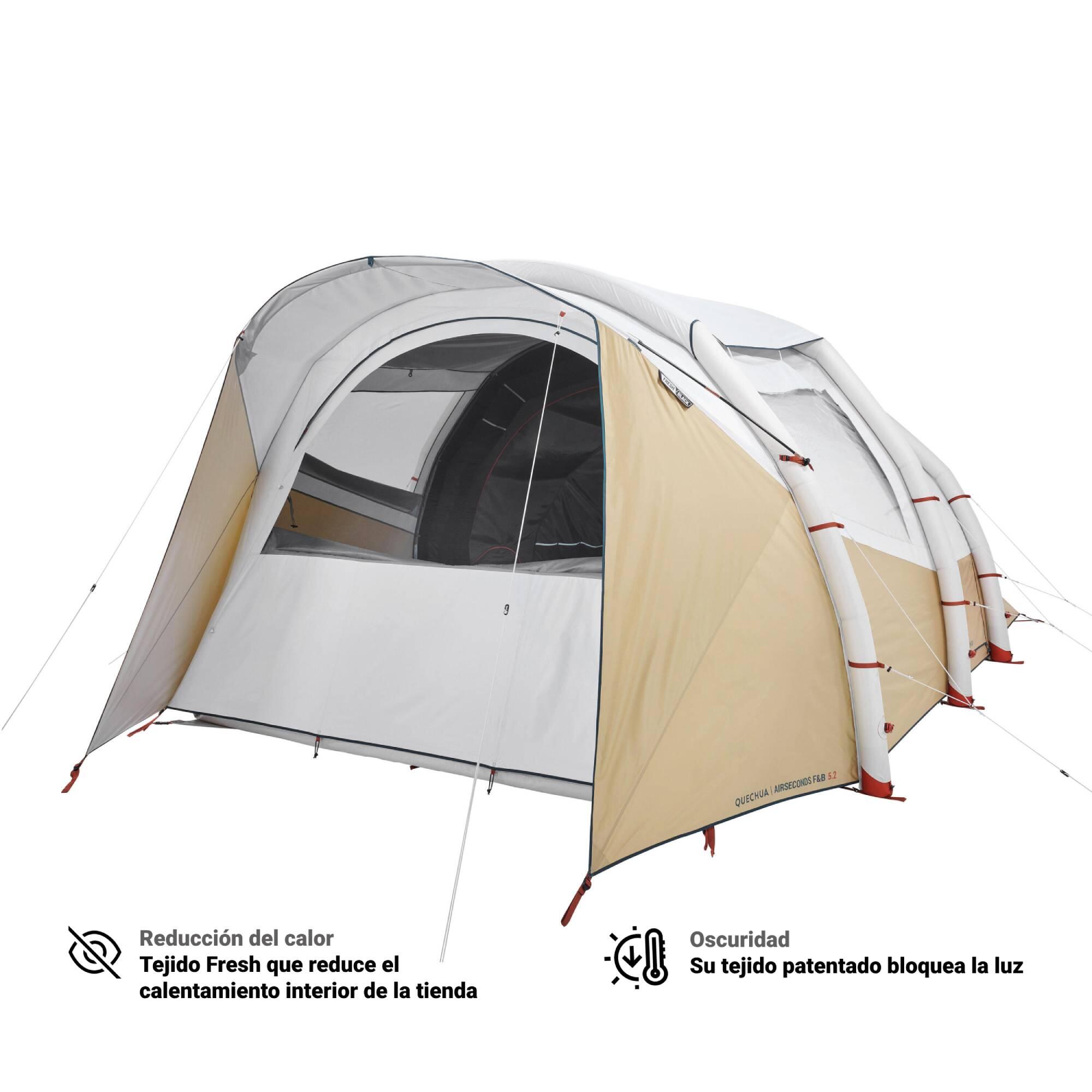 Tente de camping gonflable 5 personnes Air Seconds 5.2 Fresh & Black - QUECHUA