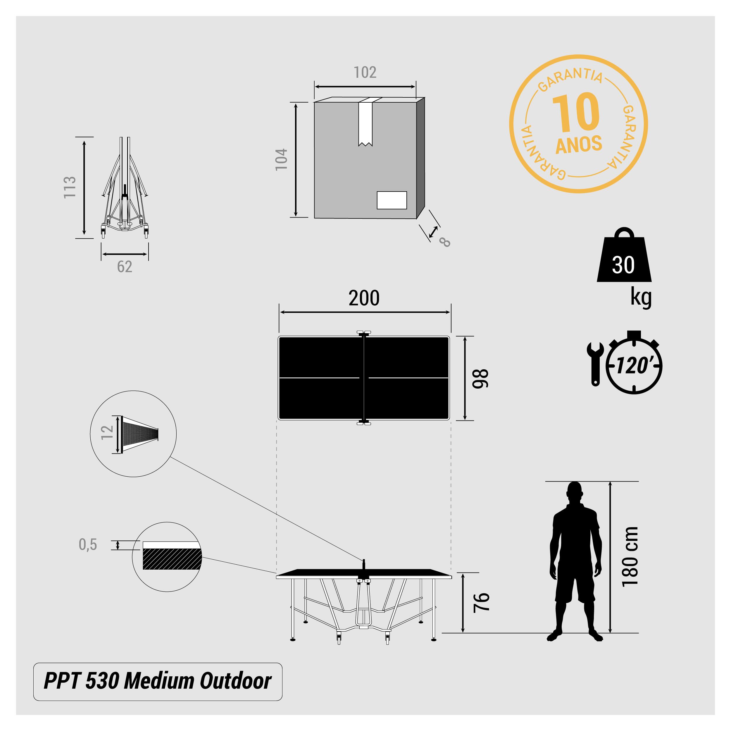 MESA DE PING PONG PPT 530 MEDIUM.2 OUTDOOR 2/12