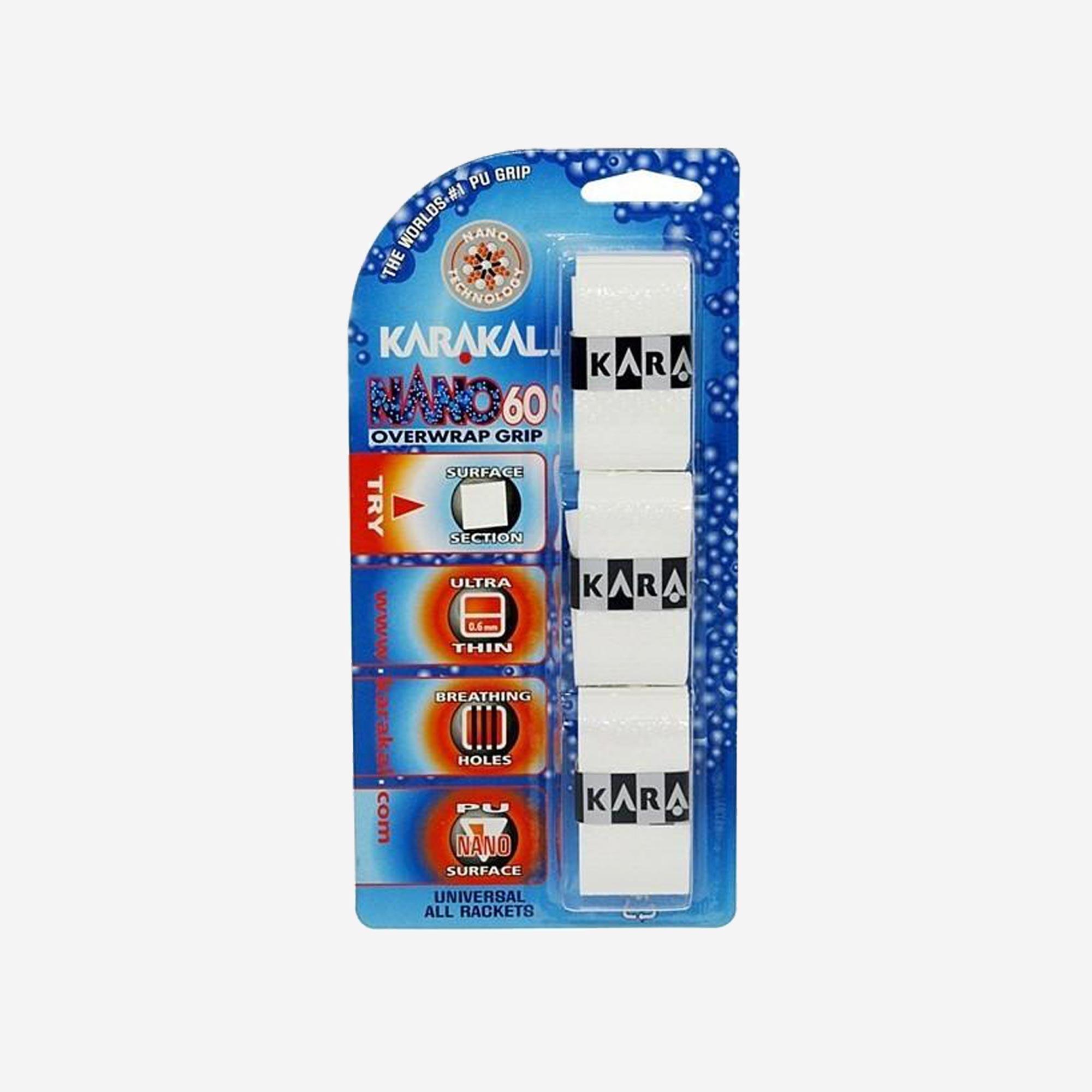 KARAKAL Overgrip sport con racchetta Karakal NANO 60 bianco x3