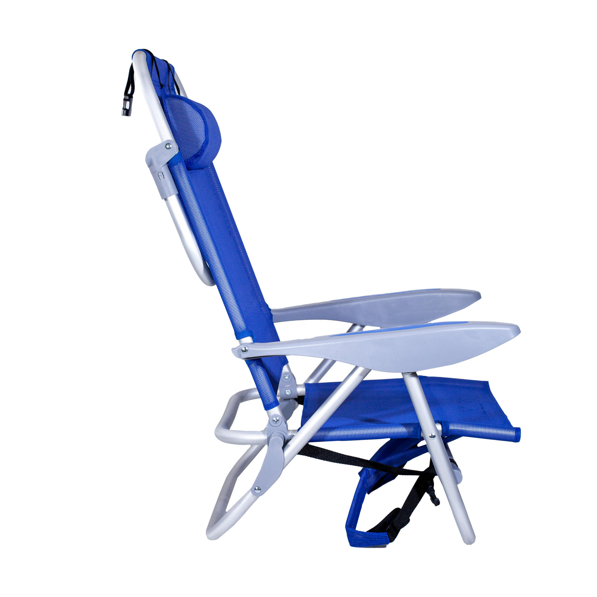 Sedia mare pieghevole, reclinabile, con poggiatesta 72x61x9 cm 2/14