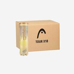 Balles de tennis Head tour jaune polyvalente, carton de 18 tubes de 4 balles