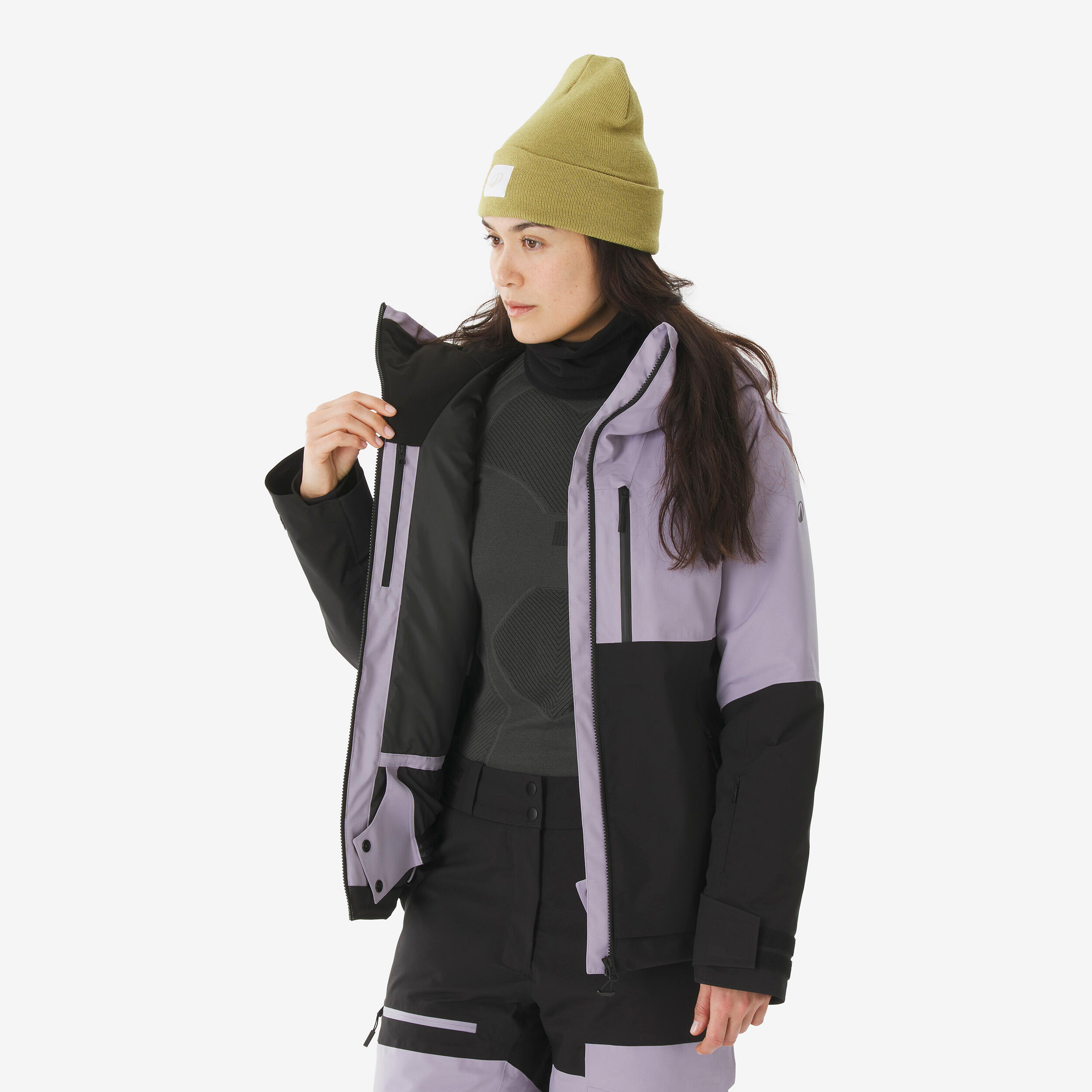 Manteau de ski et planche à neige chaud et respirant femme, 500 AM 9/30