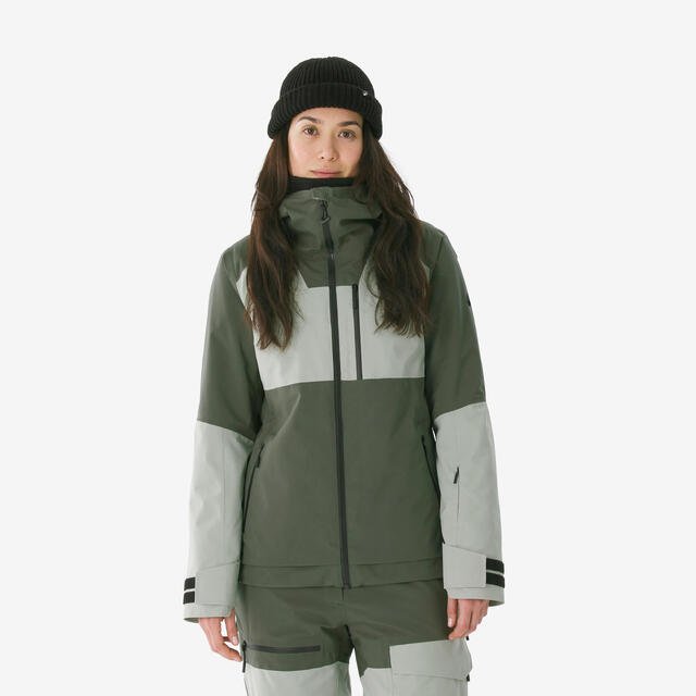 Veste de ski et snowboard all mountain chaude et respirante femme, 500 AM Vert