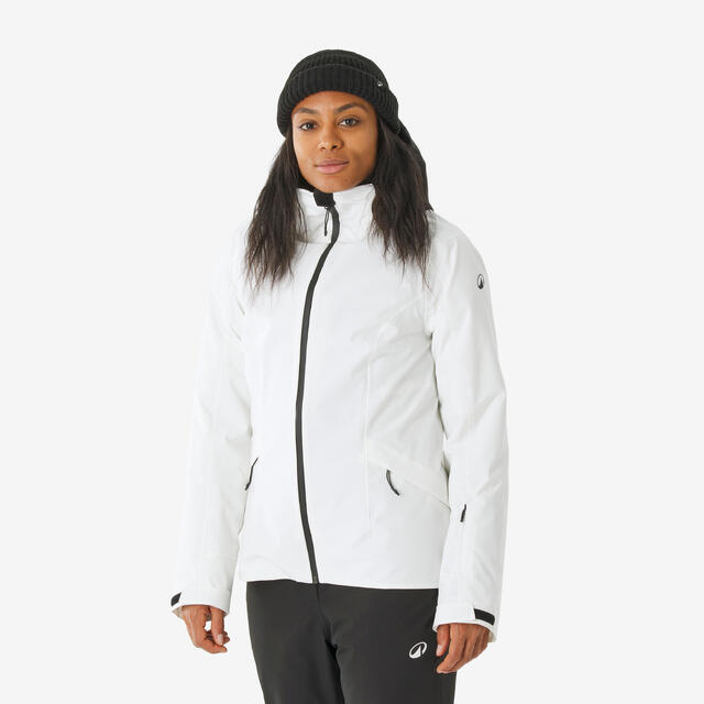 WEDZE Chaqueta de esquí y snowboard cálida e impermeable mujer, JKT 500 blanco