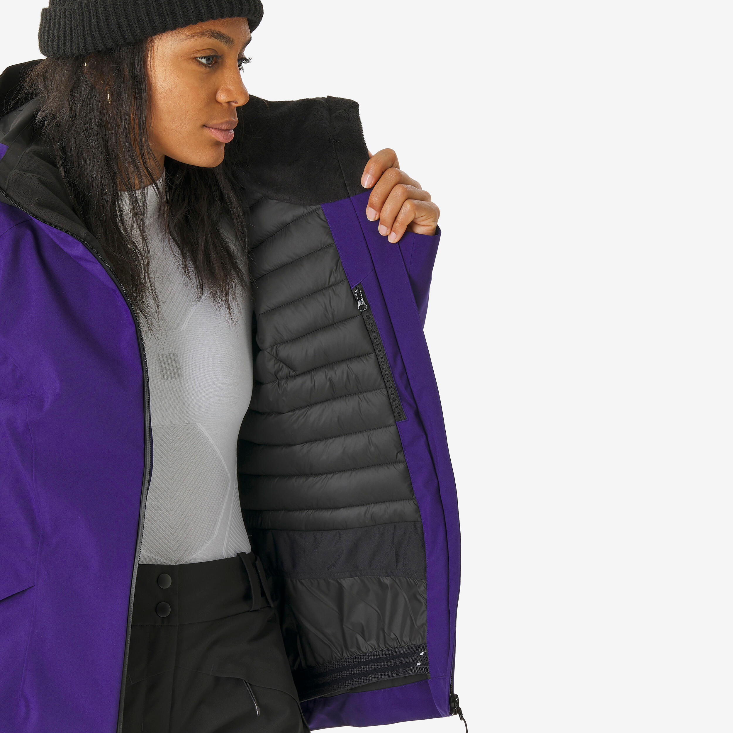 Manteau de ski et planche à neige tout-terrain imperméable femme, 500 7/11