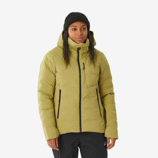Chaqueta acolchada esquí y snowboard muy cálida y ventilada mujer 500 Warm caqui