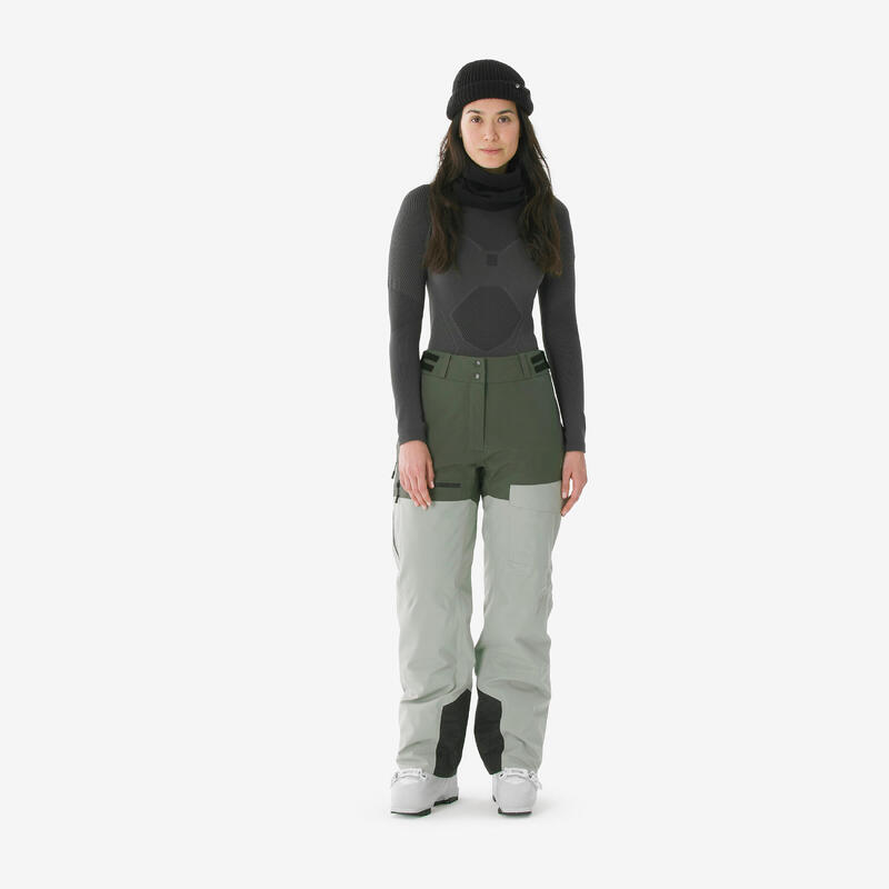 Pantaloni de schi și de snowboard impermeabili, Pant 500 AM verde, damă