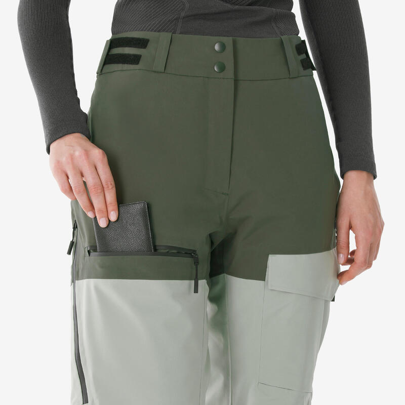 Pantaloni de schi și de snowboard impermeabili, Pant 500 AM verde, damă