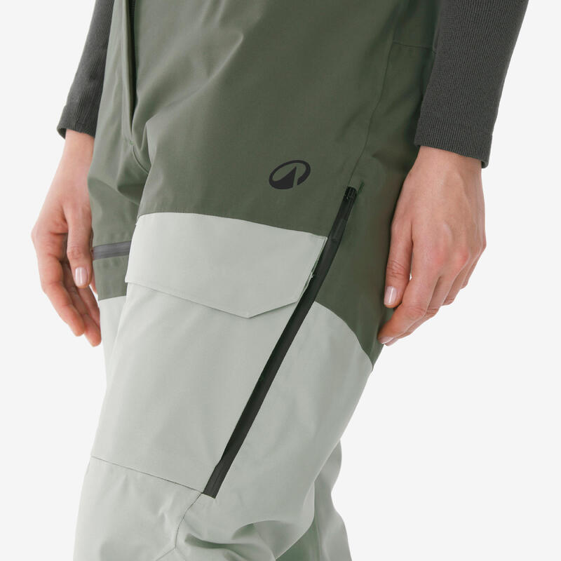Pantaloni de schi și de snowboard impermeabili, Pant 500 AM verde, damă