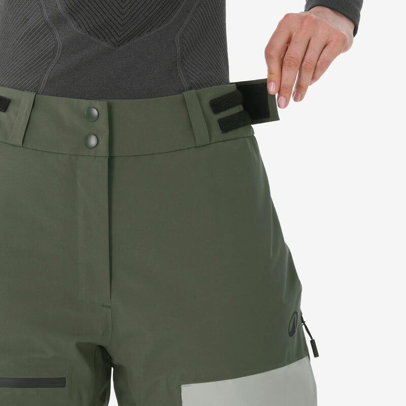 Pantaloni de schi și de snowboard impermeabili, Pant 500 AM verde, damă