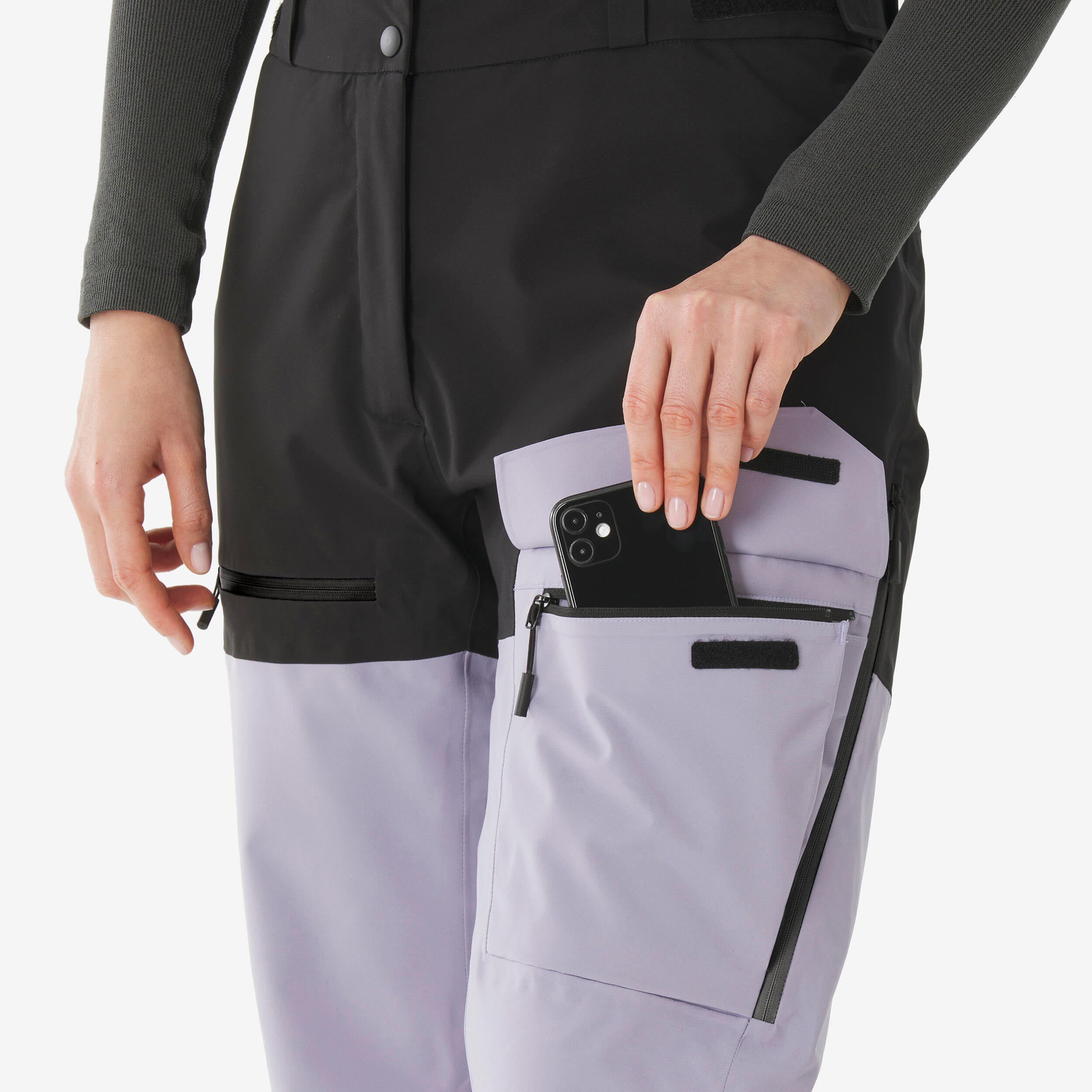 Pantalon de ski et snowboard imperméable femme, Pant 500 AM violet 10/25