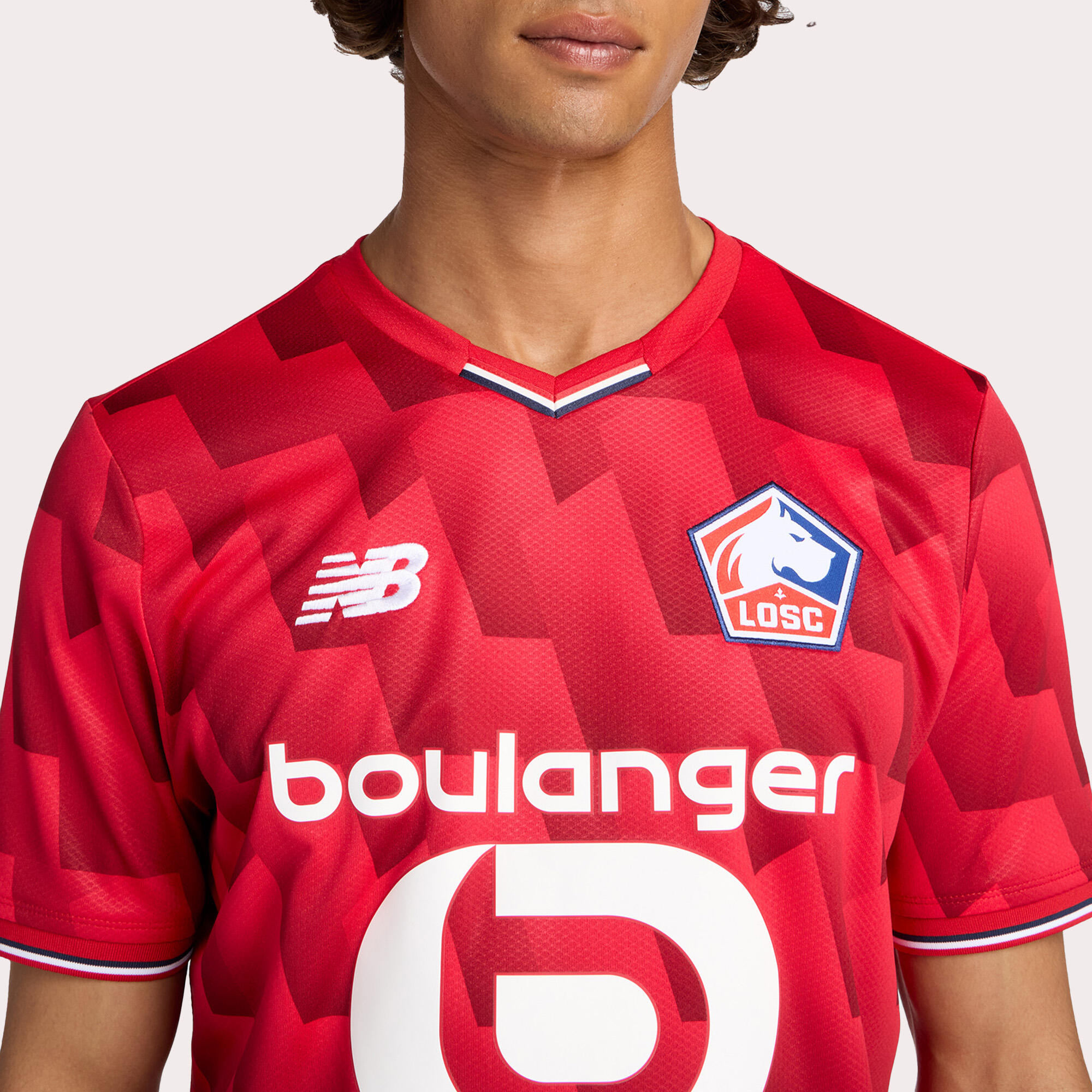 MAILLOT LOSC DOMICILE ADULTE 2025/2026 ROUGE BLANC 7/11