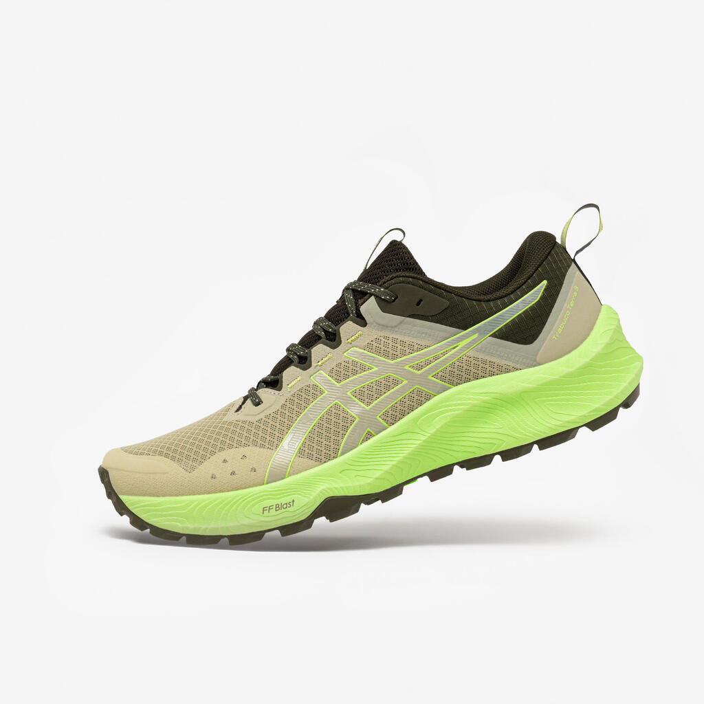 Moški tekaški copati, Asics Trabuco Terra 2 - črni/zeleni/oranžni